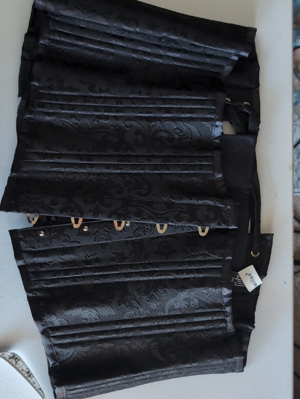 Black Brocade High-Waist Corset